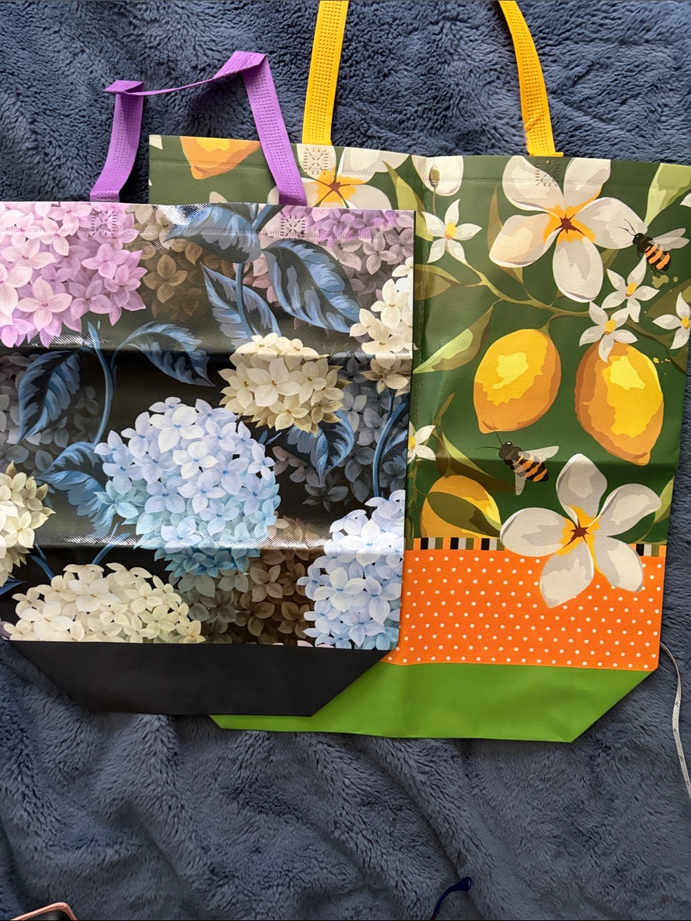 3/$20 Bundle deal! Floral Print Reusable Tote Bags - Purple, green